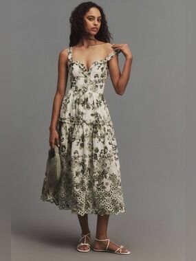 Anthropologie Sleeveless Sweetheart A-Line Midi Dress Size Large